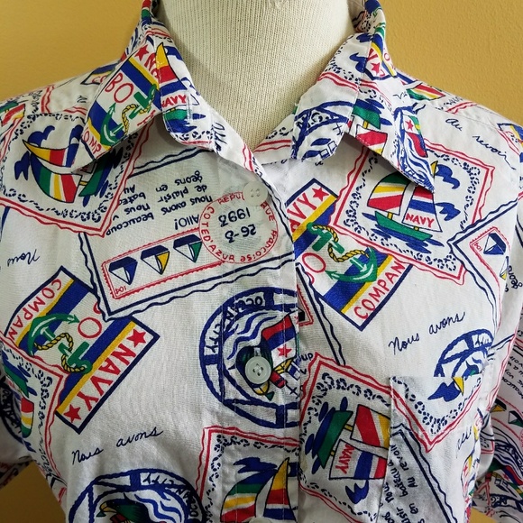 Vintage Huntington Ridge Nautical Button Up Shirt - Picture 3 of 6